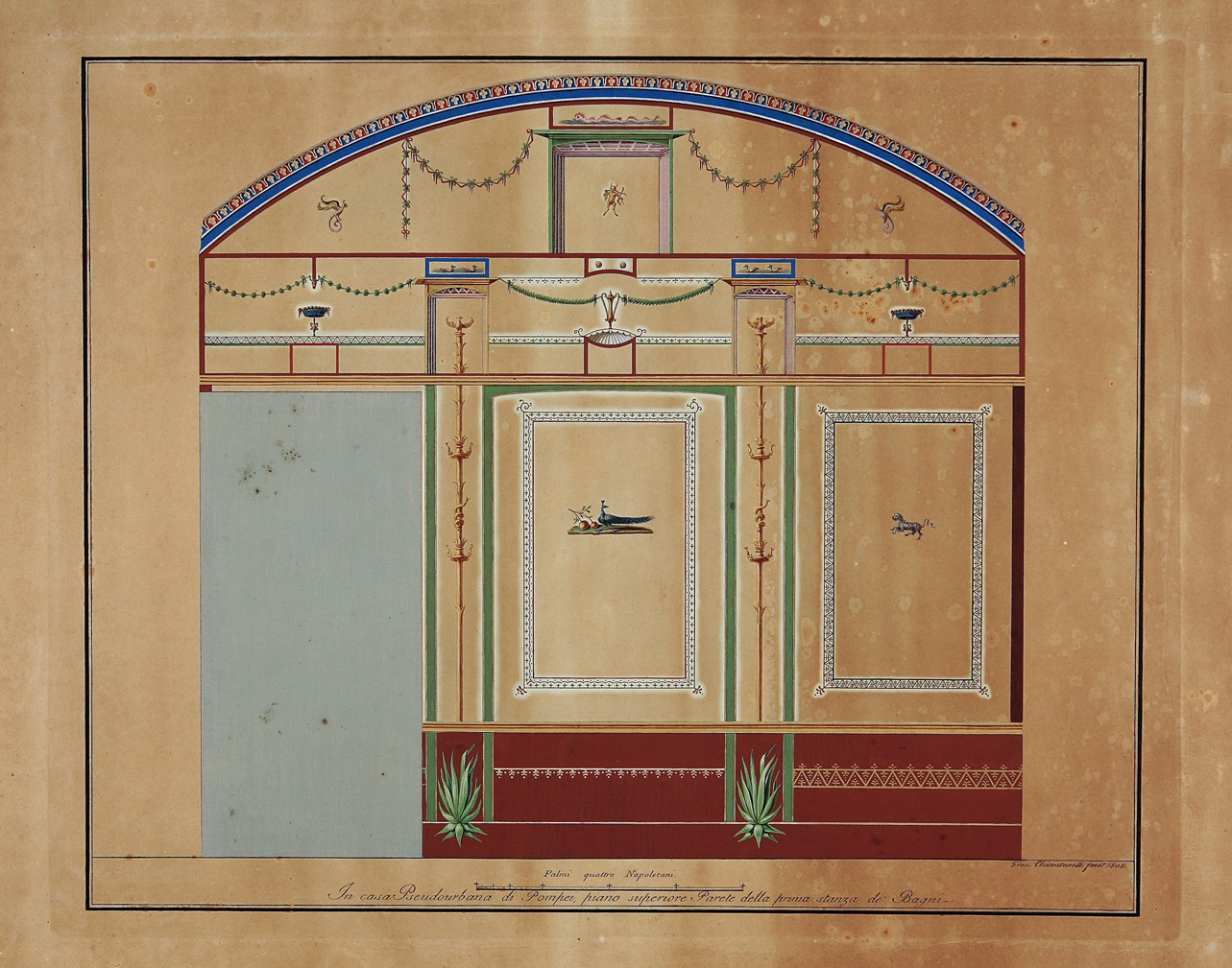 parete di IV stile (disegno) di Chiantarelli Giuseppe (primo quarto sec. XIX)