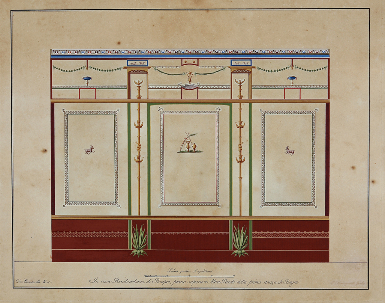 parete di IV stile (disegno) di Chiantarelli Giuseppe (ultimo quarto sec. XVIII)