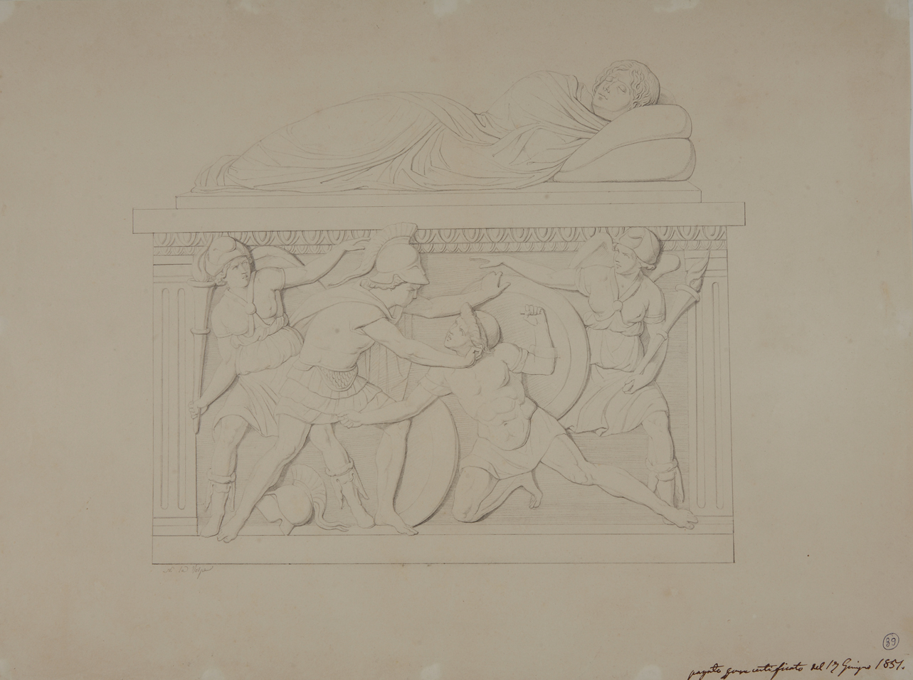 sarcofago (disegno) di La Volpe Nicola (terzo quarto sec. XIX)