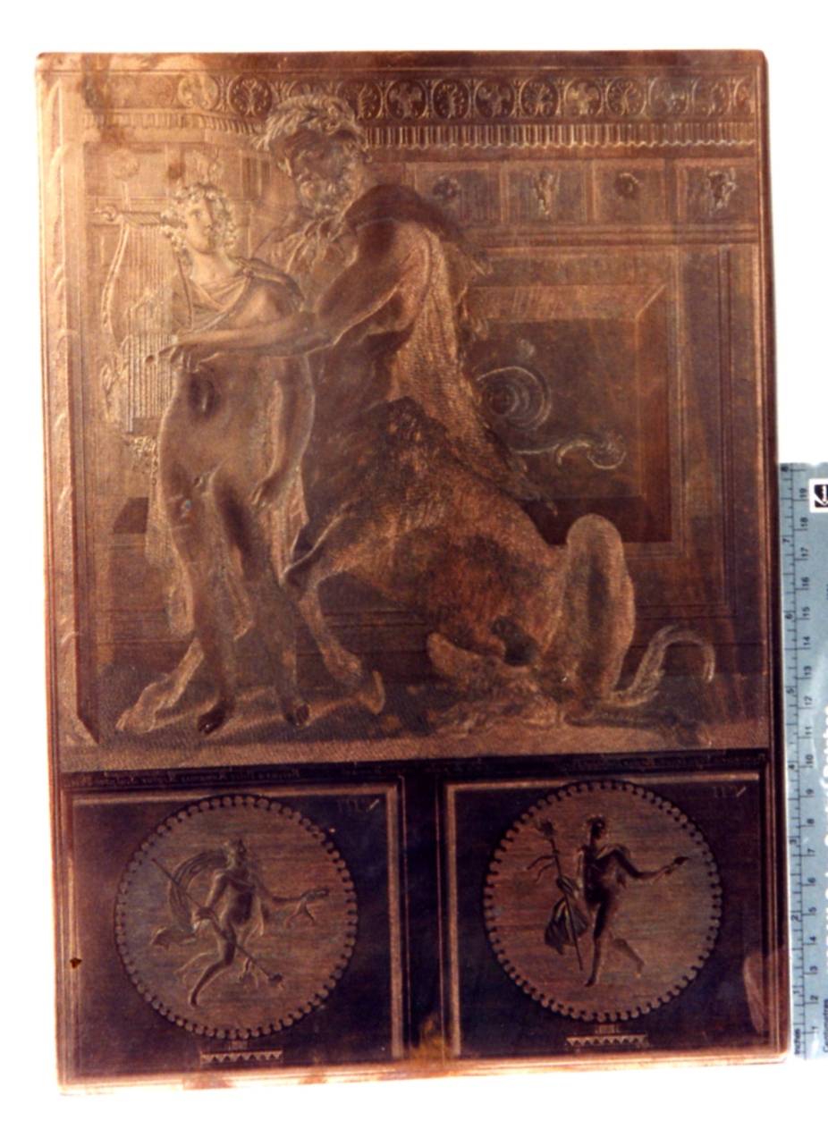 Chirone e Achille/ figure bacchiche (matrice) di Pozzi Rocco, La Vega Francesco (sec. XVIII)