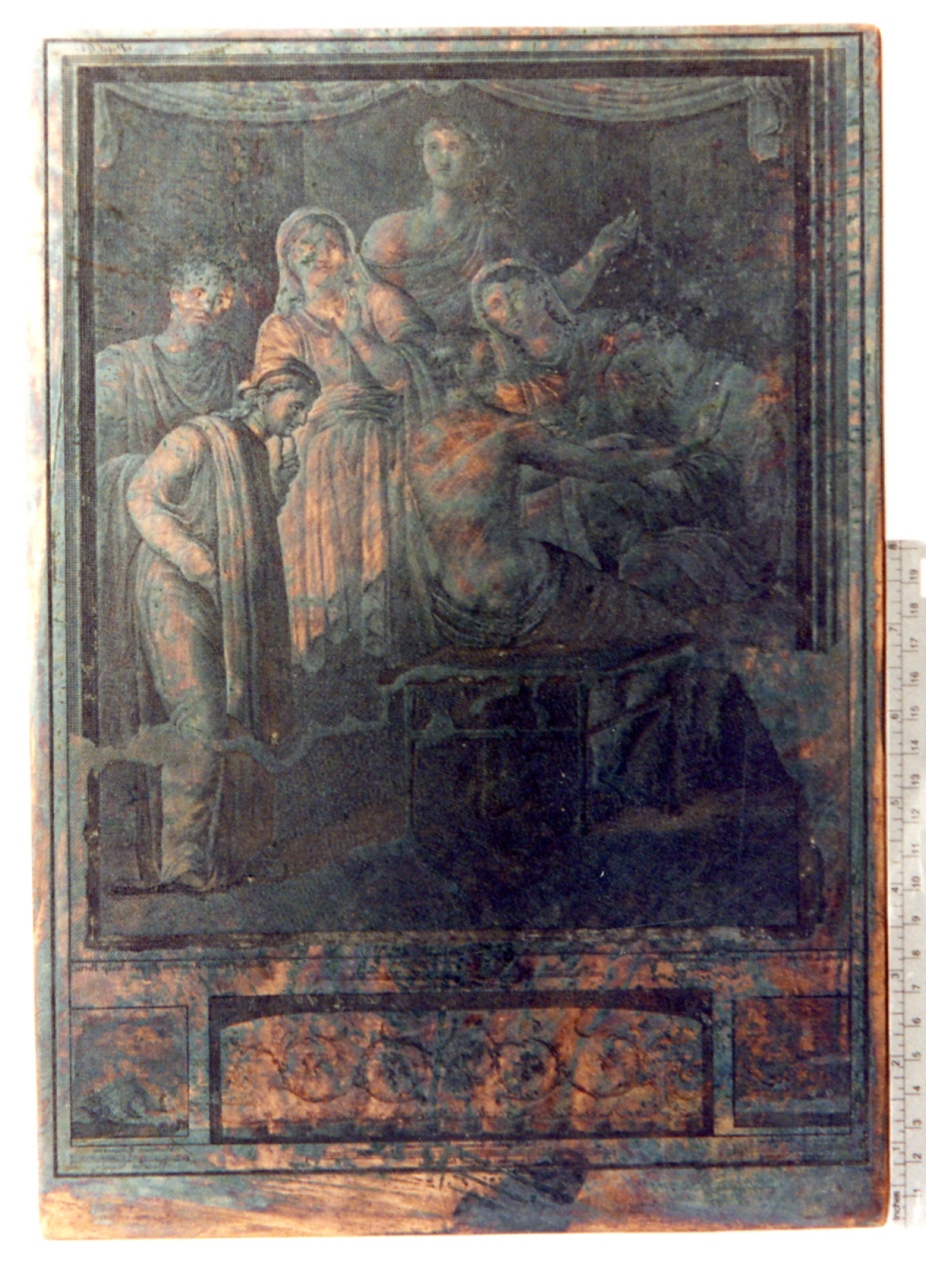 Alcesti e Admeto/ grottesca/ uccellino/ natura morta (matrice) di Vanni Nicola, La Vega Francesco (sec. XVIII)