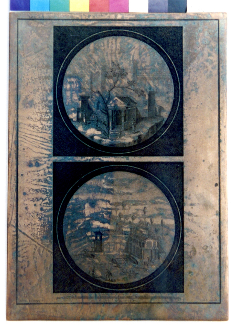 medaglioni con paesaggi (matrice) di Vanni Nicola, Cepparoli Francesco (sec. XVIII)