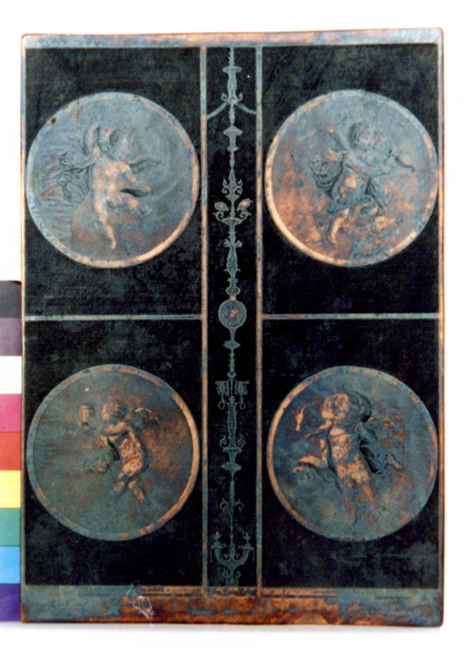 medaglioni con amorini/ motivi decorativi (matrice) di Morghen Giovanni Elia, Billy Niccolò (sec. XVIII)