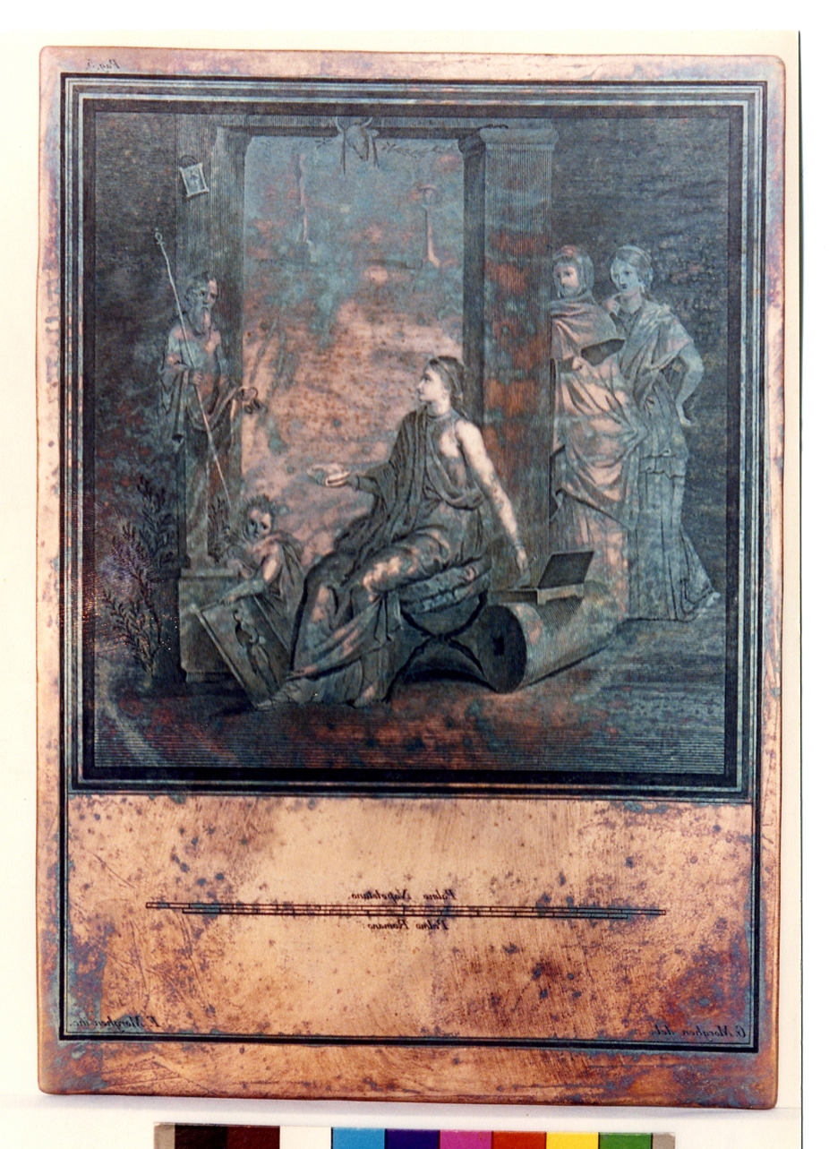 erma, figura muliebre seduta, amorino (matrice) di Morghen Filippo, Morghen Giovanni Elia (sec. XVIII)