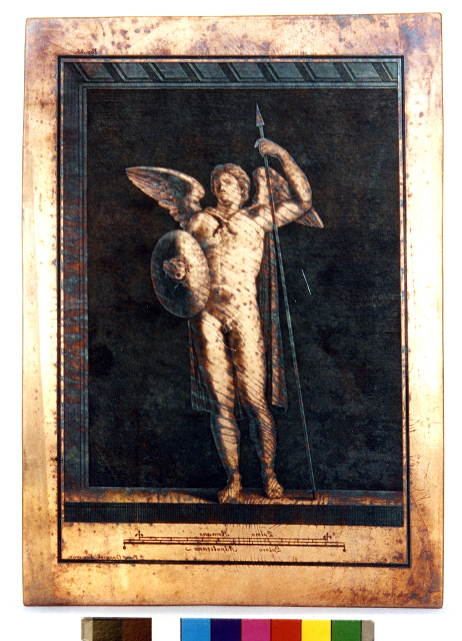 genio alato con gli attributi di Minerva (matrice) di Campana Vincenzo, Cepparoli Francesco (sec. XVIII)