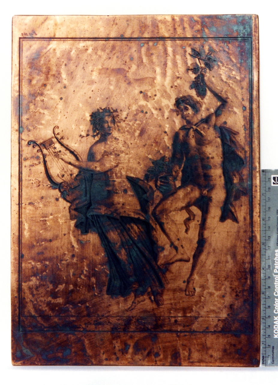 satiro e menade con lira (matrice) di Campana Pietro, Fiorillo Nicola, Campana Vincenzo (sec. XVIII)