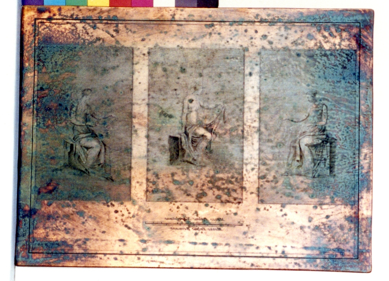 tre figure femminili assise (matrice) di Morghen Giovanni Elia, F. G (sec. XVIII)