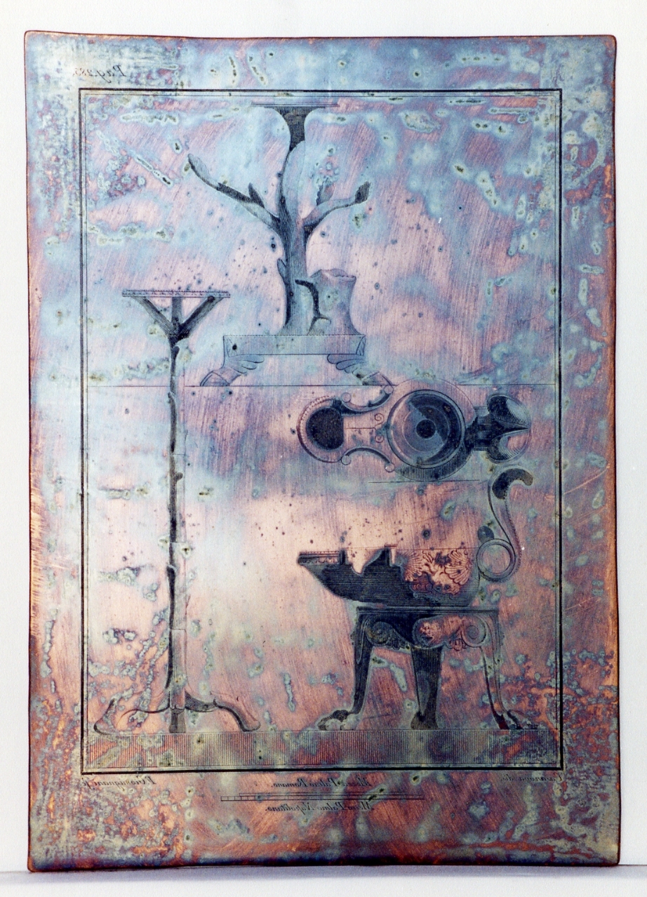 lucerna monolicne e sostegni di lucerna configurati in bronzo (matrice) di Casanova Giovanni Battista, Giomignani Francesco (sec. XVIII)