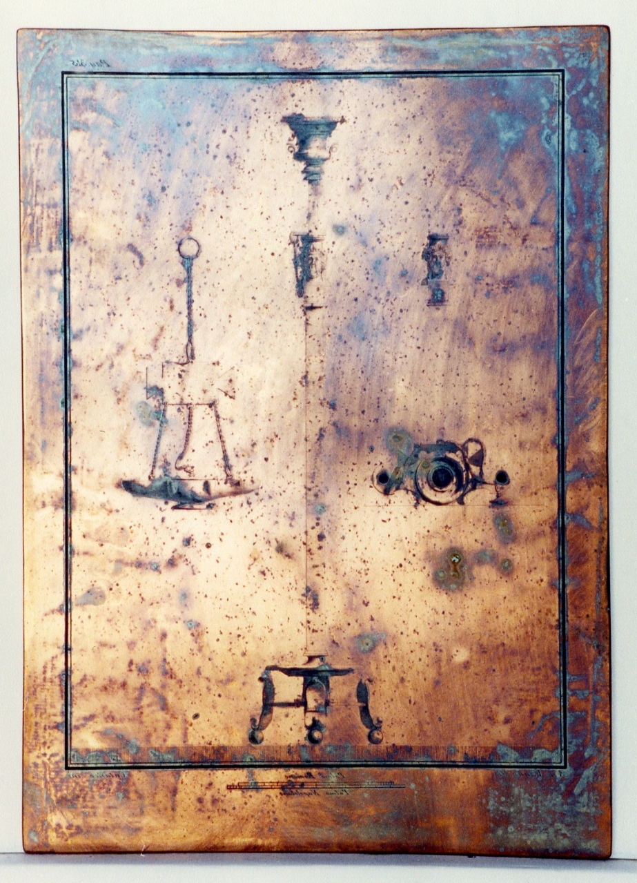 lucerna bilicne, candelabro di bronzo e particolari (matrice) di Vanni Nicola, Cataneo Aniello (sec. XVIII)