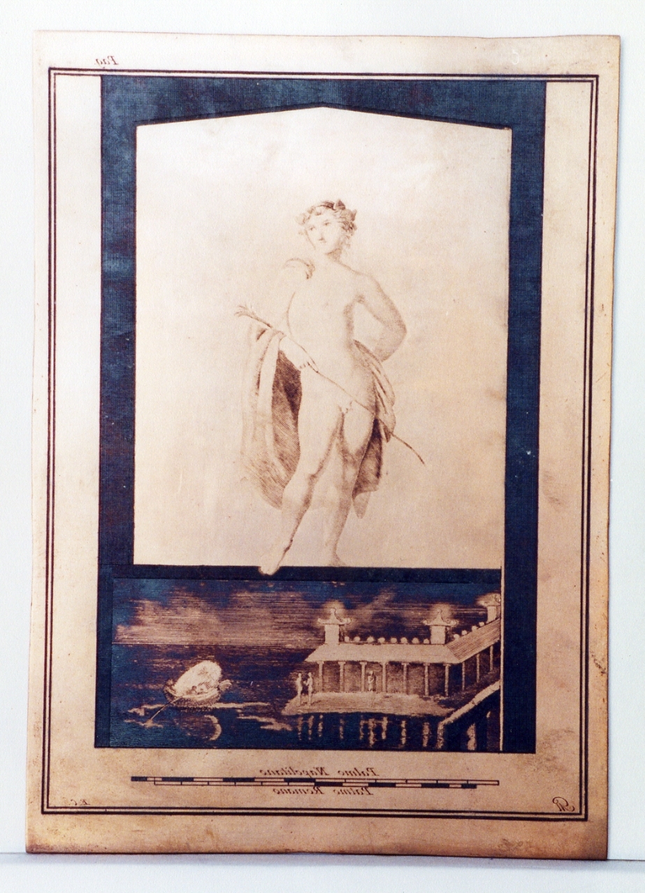 Dioniso giovinetto/ paesaggio marino con edificio (matrice) di Morghen Giovanni Elia, F. G (sec. XVIII)