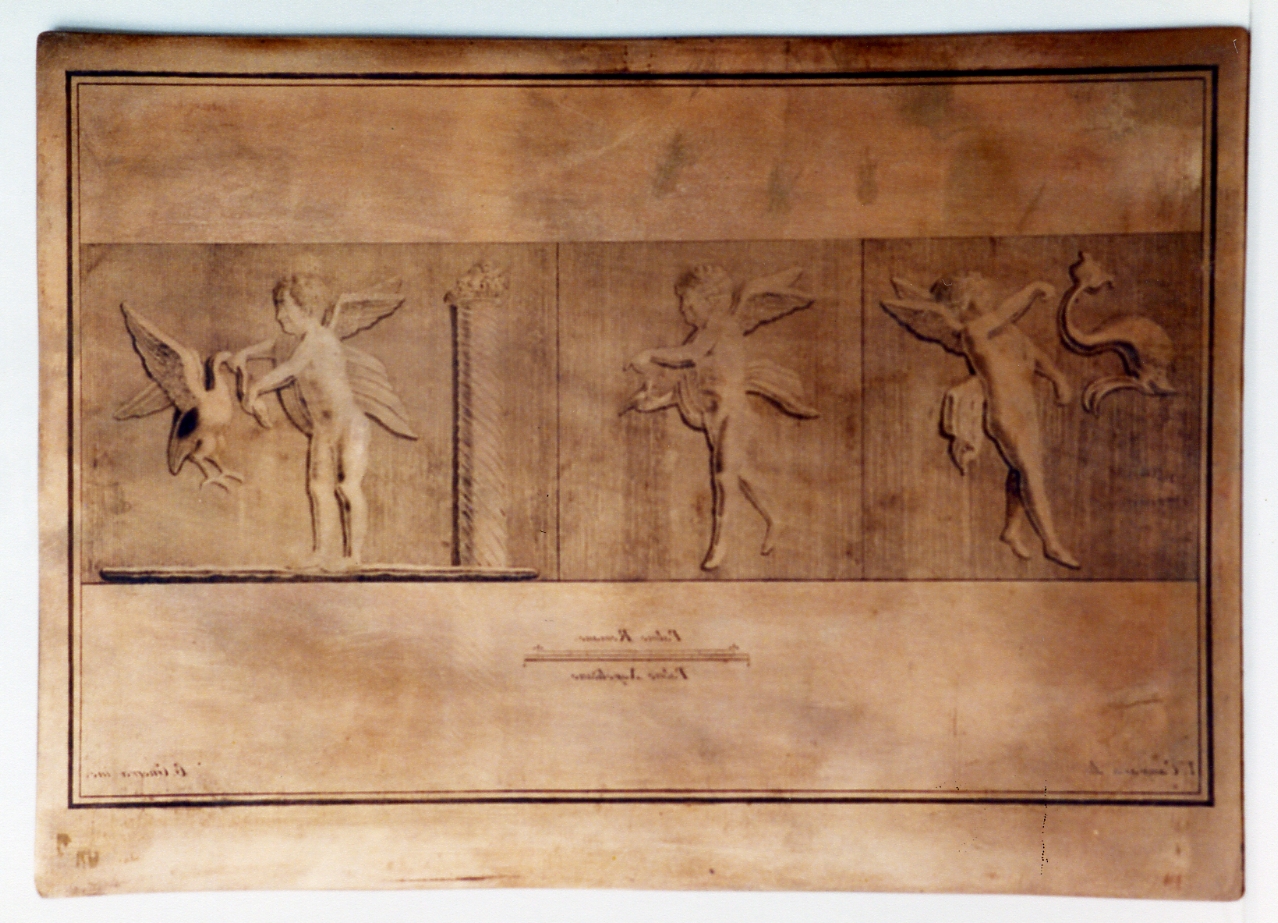 amorini con uccelli e delfino (matrice) di Guerra Giuseppe, Campana Vincenzo (sec. XVIII)