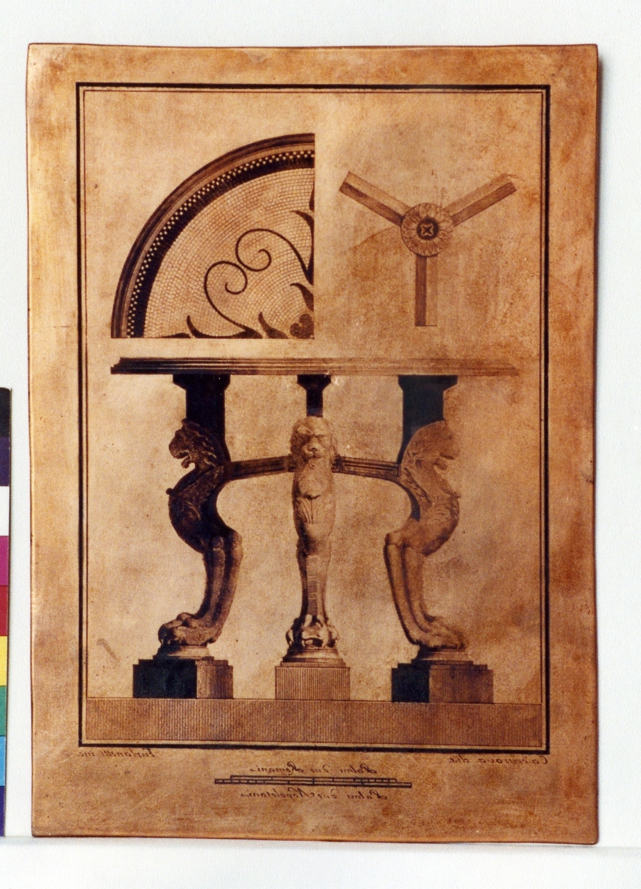 tavolo con piano a mosaico e particolari (matrice) di Casanova Giovanni Battista, Furlanetti Giuseppe (sec. XVIII)