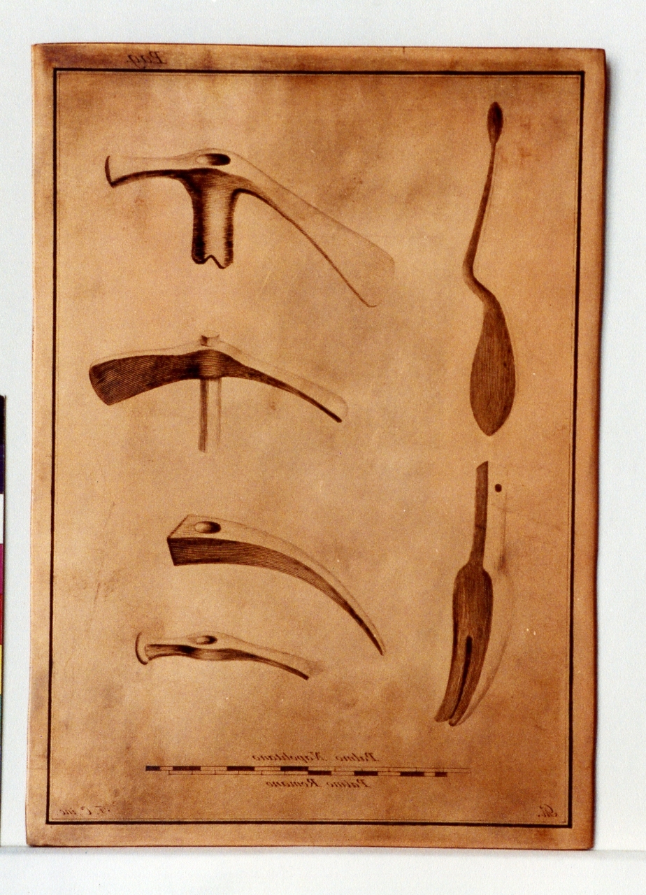 strumenti da muratore (matrice) di F. G, Morghen Giovanni Elia (sec. XVIII)