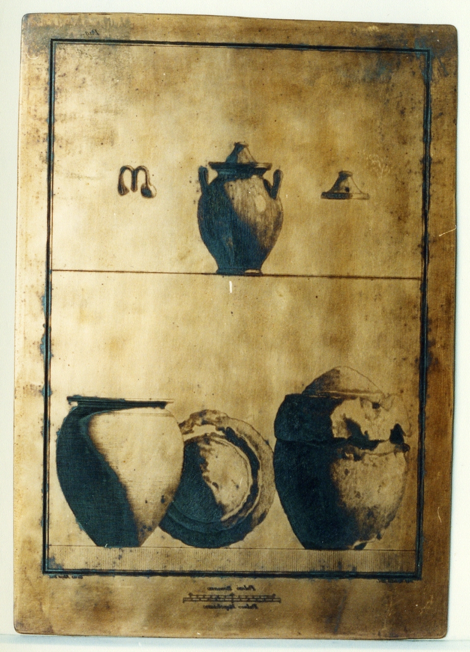 olla di vetro e particolare/ olla con coperchio (matrice) di Vanni Nicola, Alloja Giuseppe (sec. XVIII)