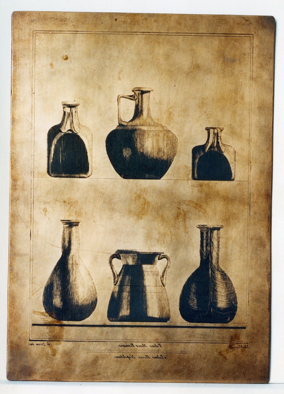 tre bottiglie monoansate, due unguentari e un'anforetta biansata (matrice) di Vanni Nicola, Zezon Gaetano (sec. XVIII)