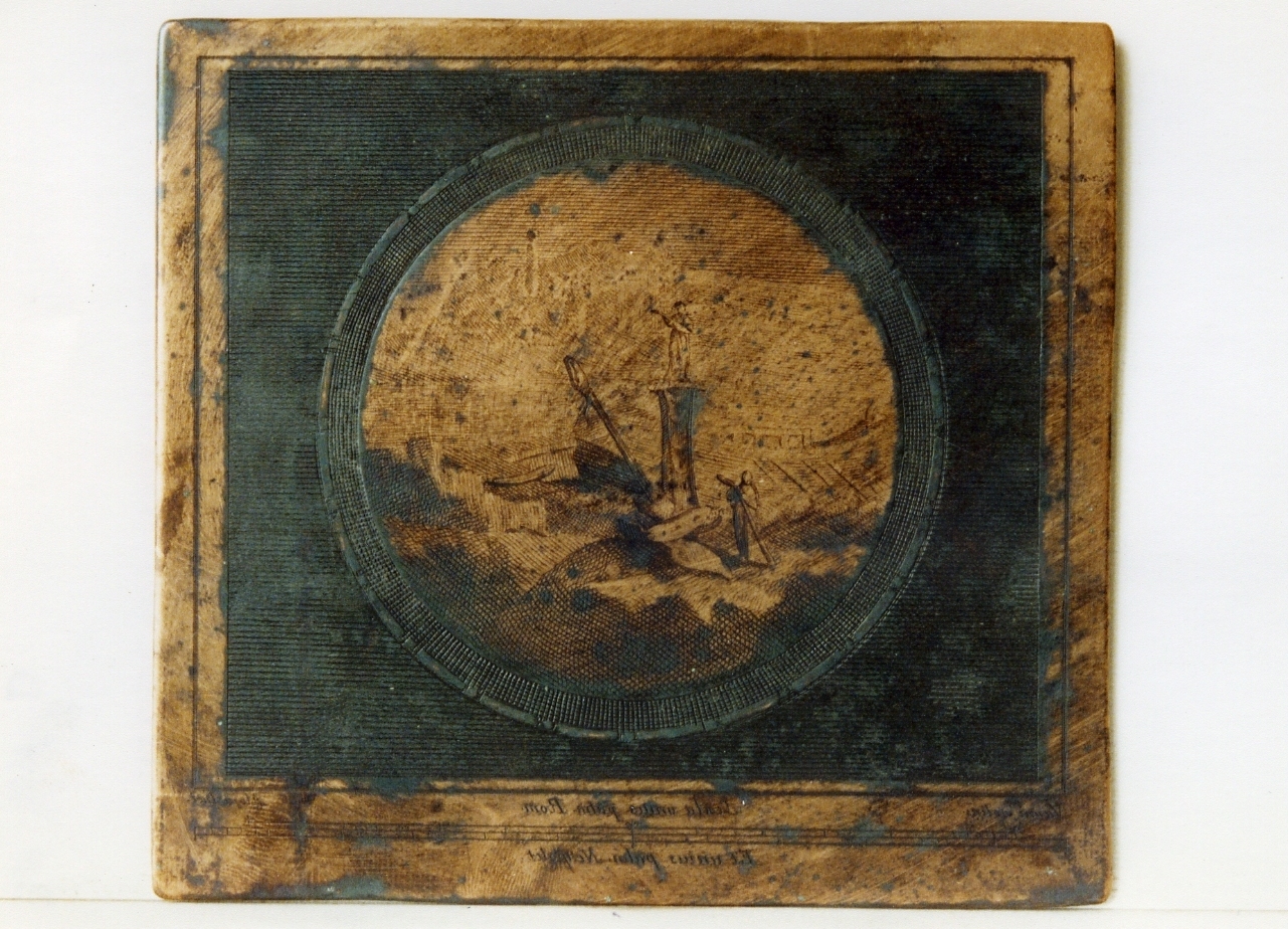 medaglione con paesaggio e figure (matrice) di Vanni Nicola, Aloja Luigi (sec. XVIII)