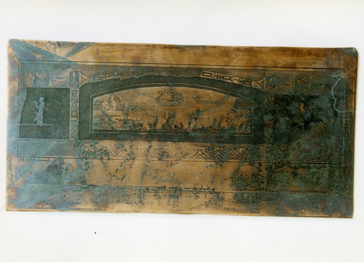 paesaggio fluviale con decorazione egittizzante (matrice) di Vanni Nicola, De Angelis Secondo (sec. XVIII)