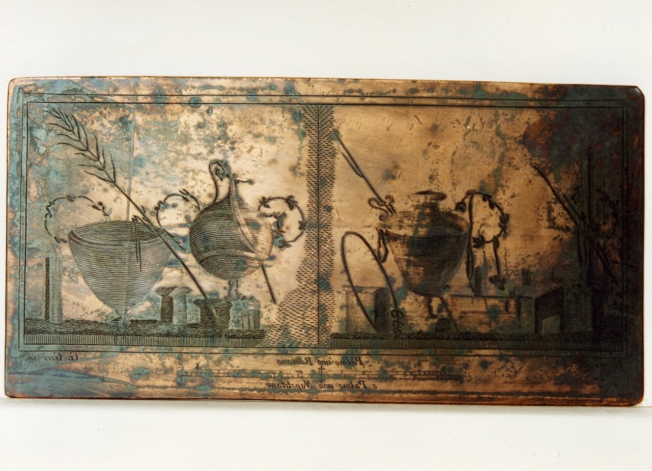 due pannelli con motivi decorativi e vasi (matrice) di Geri Giuseppe, Vanni Nicola (sec. XVIII)