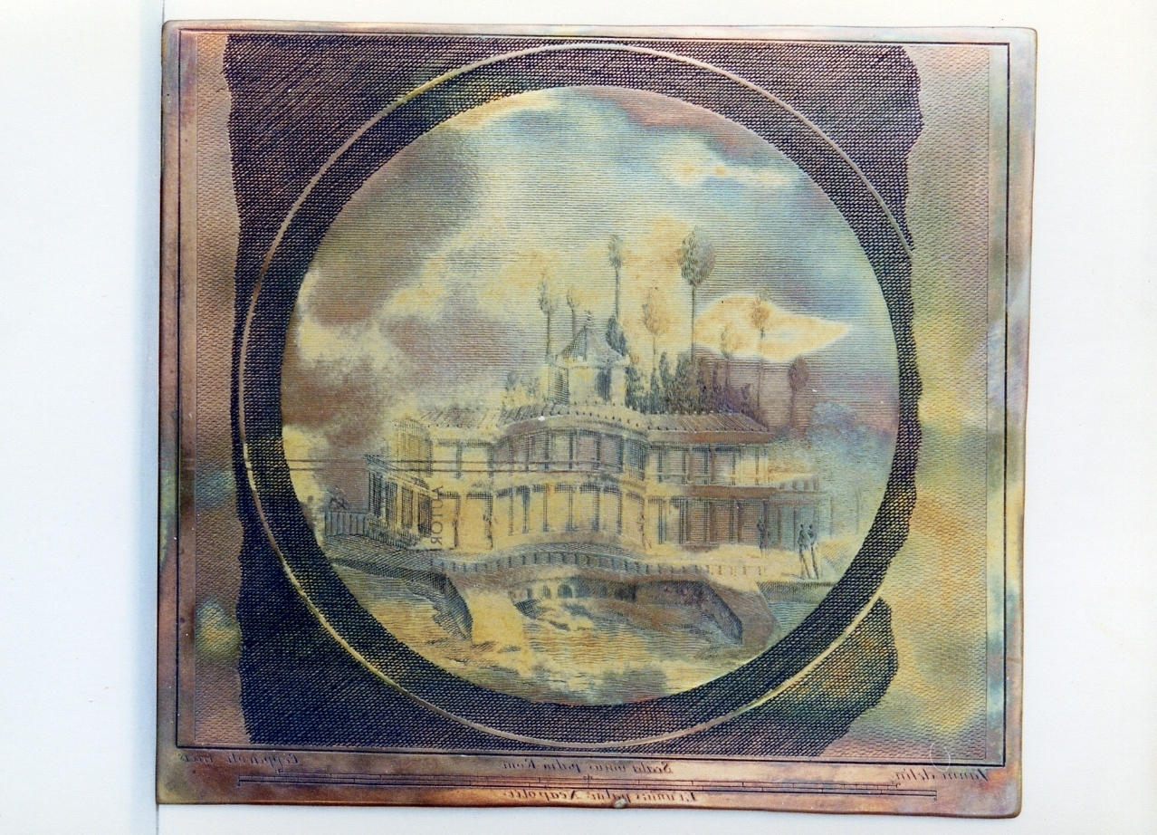 medaglione con villa sul mare e figure (matrice) di Vanni Nicola, Cepparoli Francesco (sec. XVIII)