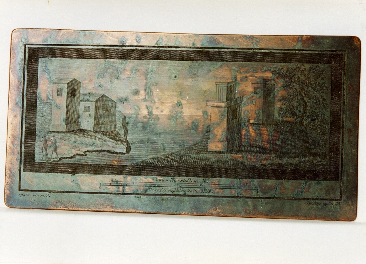 paesaggio marino con architetture e figure (matrice) di Campana Vincenzo, Guerra Domenico (sec. XVIII)