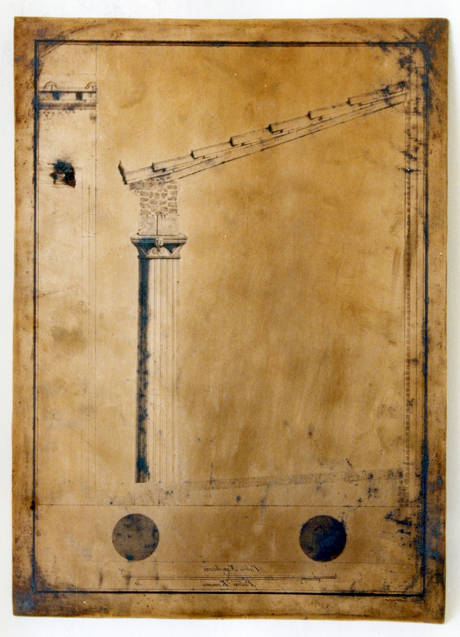 prospetti e sezione di parte del portico della cella (matrice) di Nolli Carlo, La Vega Francesco (sec. XVIII)