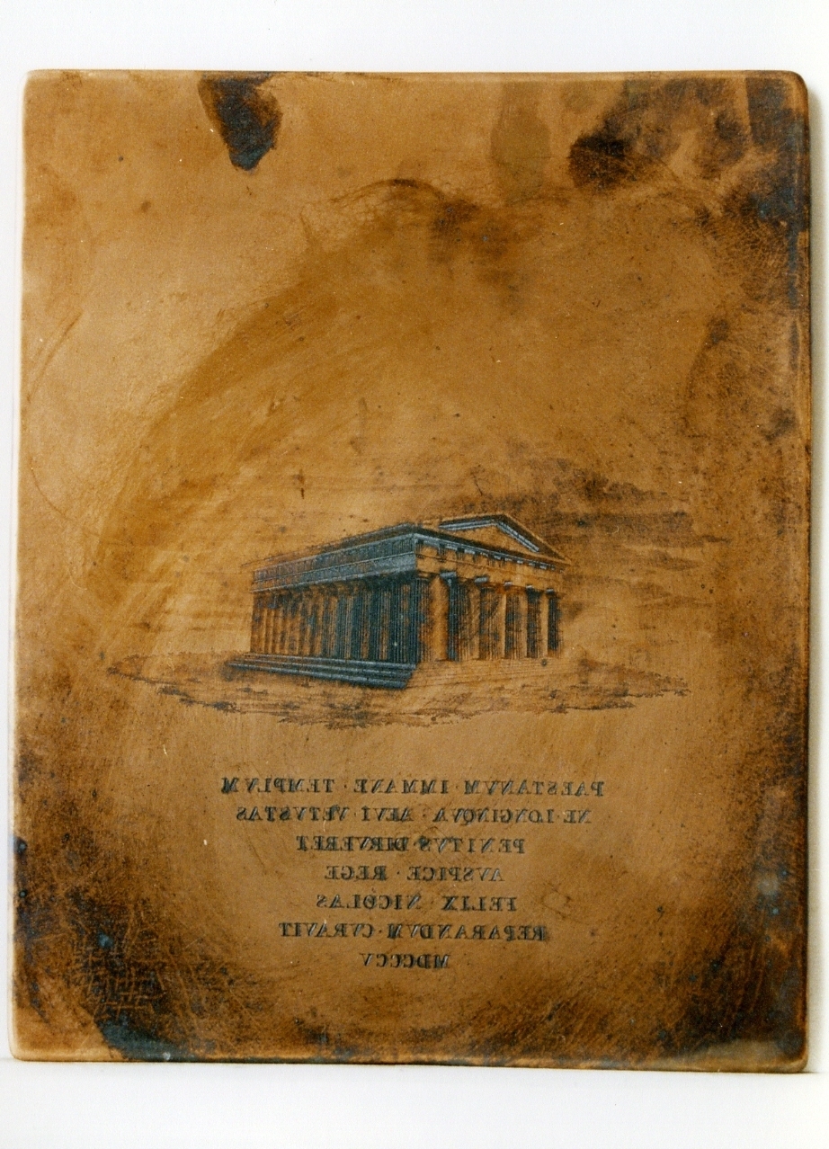veduta di tempio di Paestum (matrice) - ambito napoletano, ambito napoletano (sec. XIX)