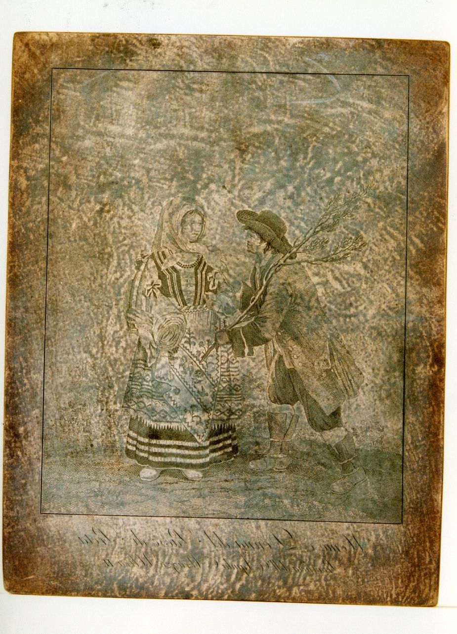 costume di uomo e di donna del paese di Petra (matrice) di Milani Giacomo (sec. XVIII)