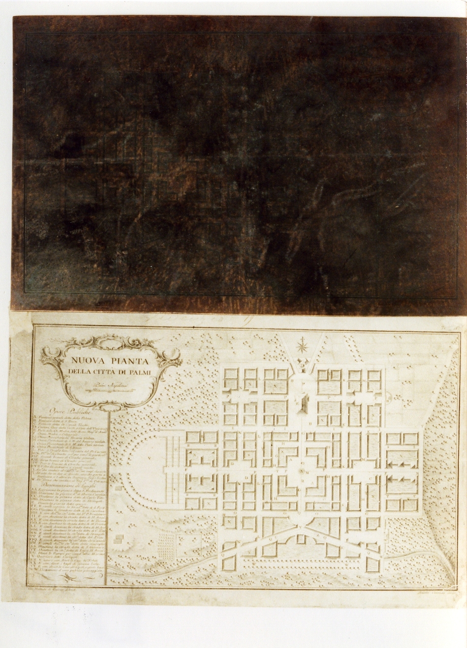 planimetria di progetto di insieme della città di Palmi (matrice) di Cataneo Aniello, De Cosiron Giovan Battista (sec. XVIII)