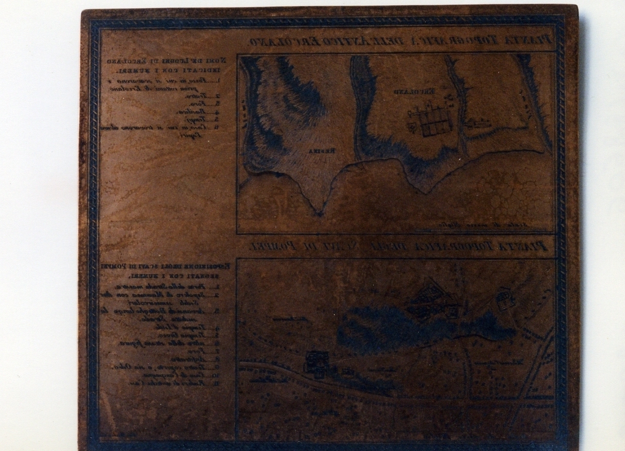 carta topografica dell'antica Ercolano/ carta topografica degli scavi diPompei (matrice) di Guerra Giuseppe (secc. XVIII/ XIX)