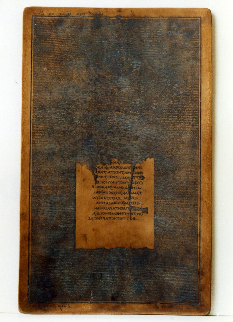 testo greco da Filodemo «dei costumi, delle vite»: F. LIX (matrice) di Corazza Luigi, Casanova Francesco (sec. XIX)