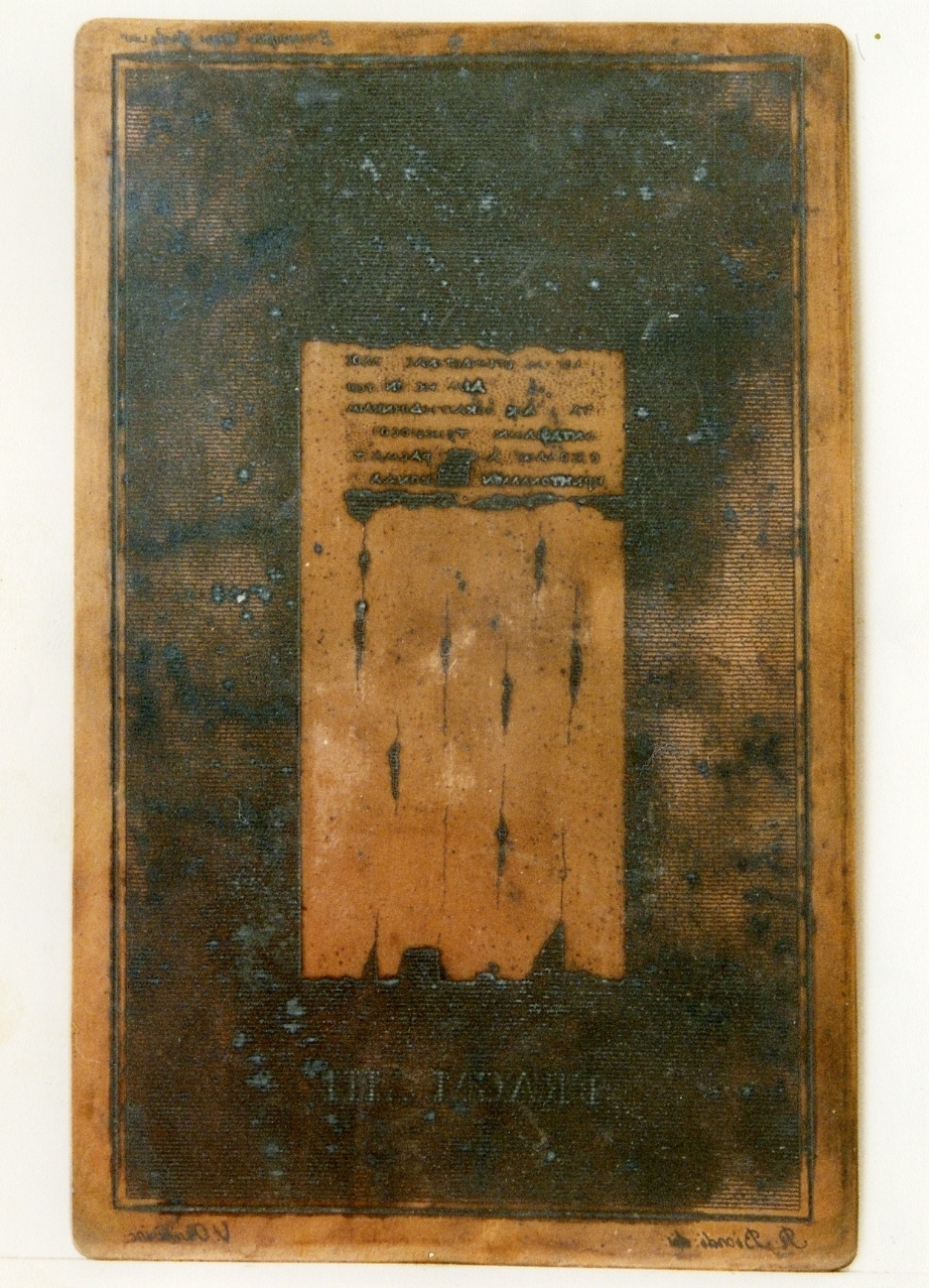 testo greco da Epicuro «della natura»: fragm. III (matrice) di Orsini Vincenzo, Biondi Raffaele (sec. XIX)