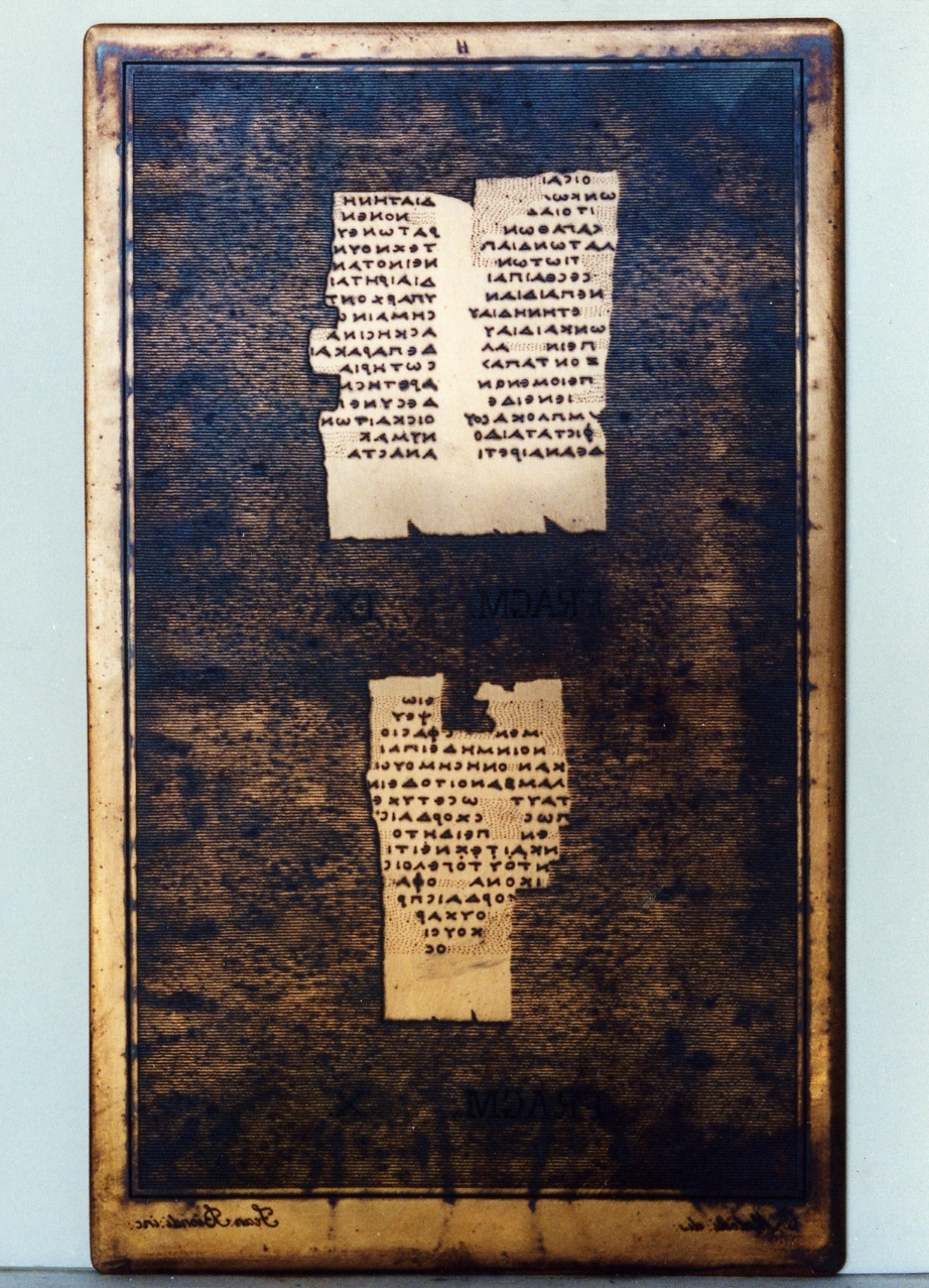 testo greco: fragm. IX, fragm. X (matrice) di Biondi Francesco, Malesci Carlo (sec. XIX)