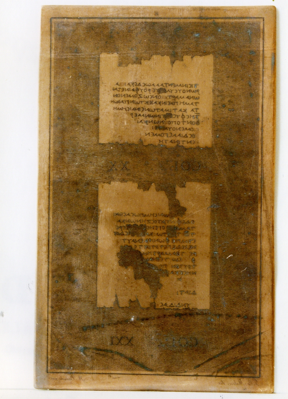testo greco: col. XX, col. XXI (matrice) di Malesci Giovanni Battista, Biondi Raffaele (sec. XIX)