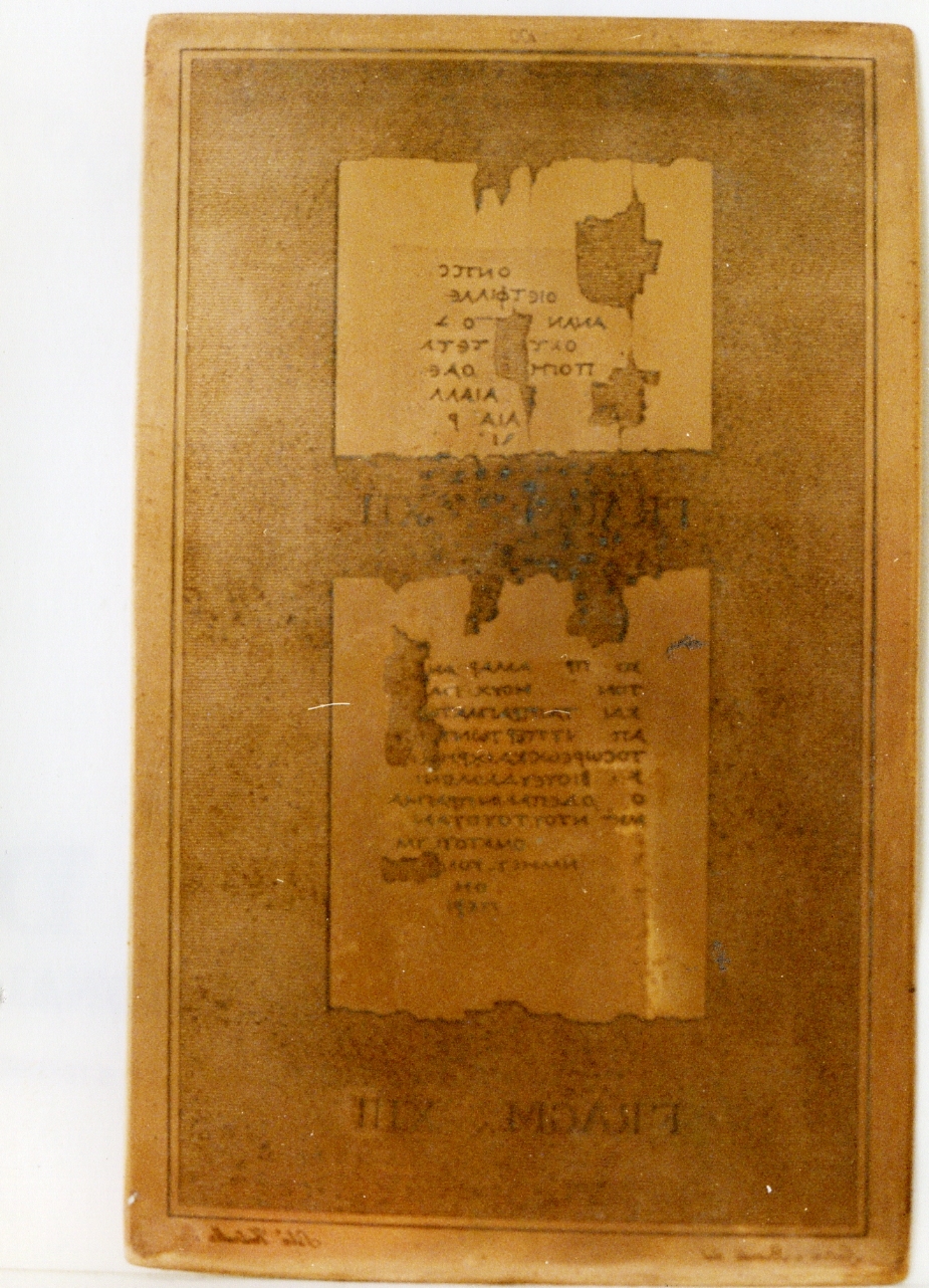 testo greco: fragm. XII, fragm. XIII (matrice) di Biondi Raffaele, Ventrella Salvatore, Lentari Antonio (sec. XIX)