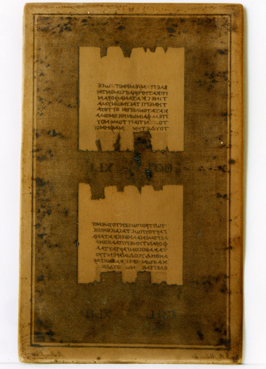 testo greco: col. XLI, col. XLII (matrice) di Malesci Giovanni Battista, Biondi Raffaele (sec. XIX)
