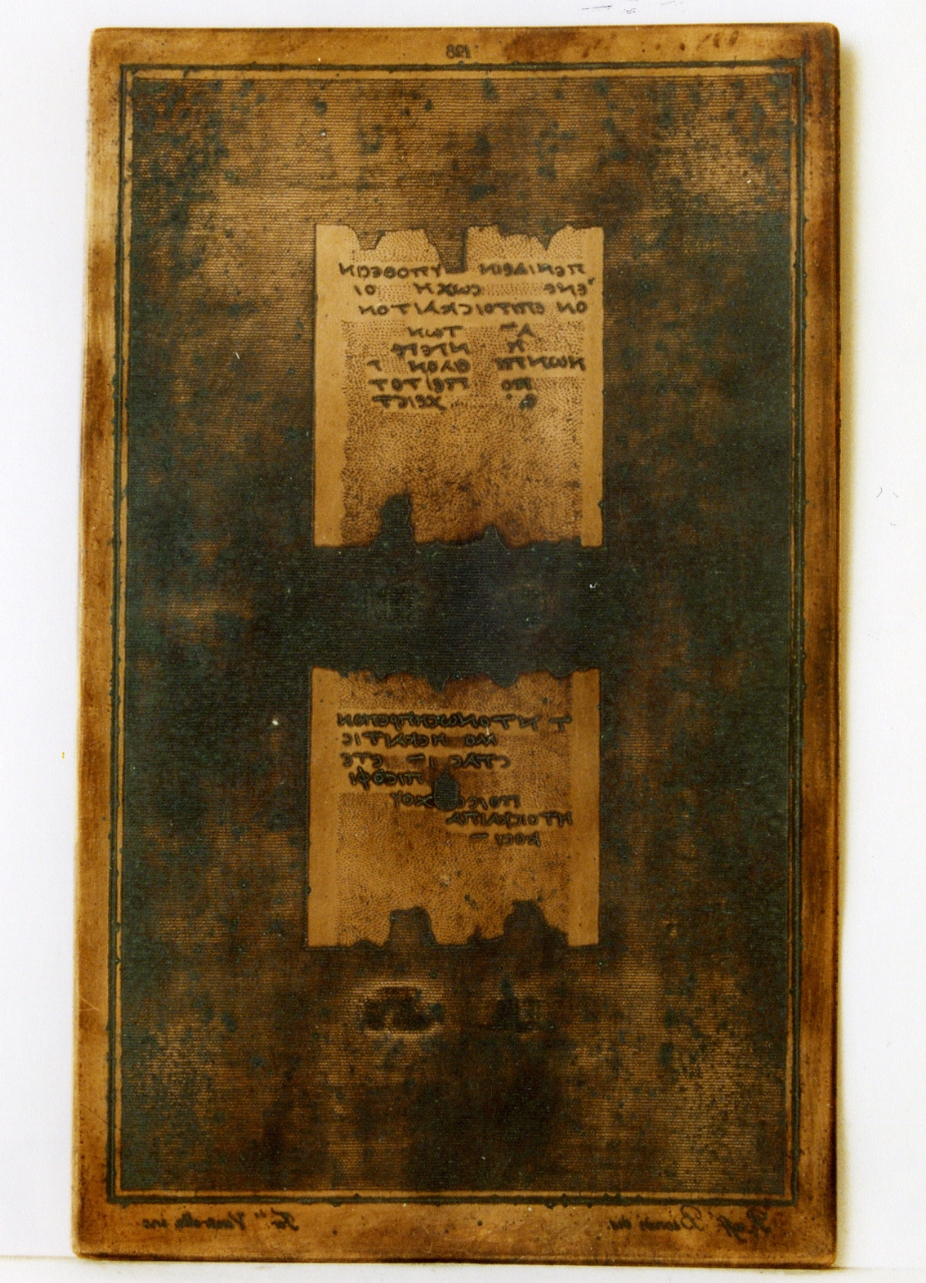 testo greco: F. III, F. IV (matrice) di Ventrella Ferdinando, Biondi Raffaele (sec. XIX)