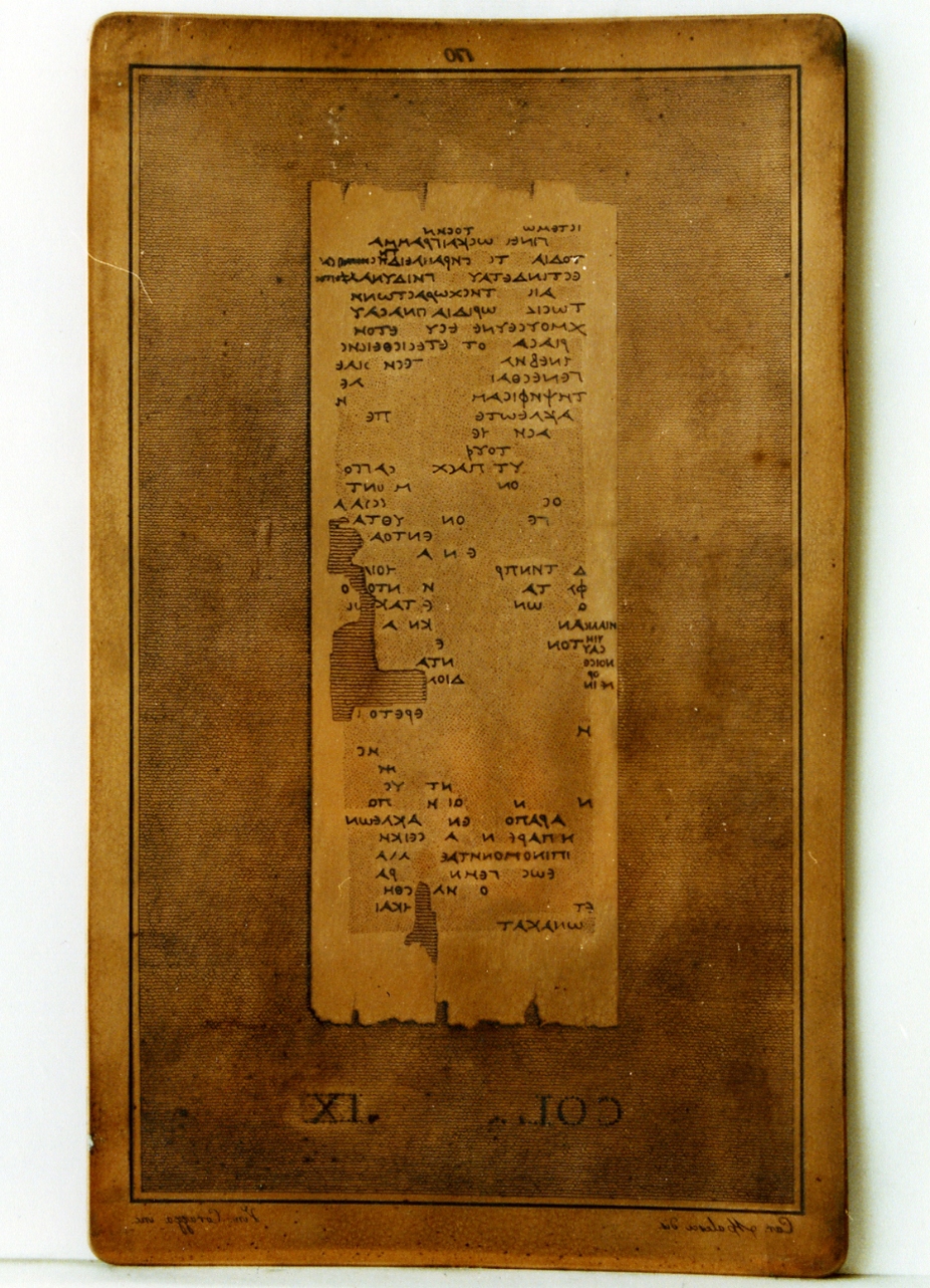 testo greco: col. IX (matrice) di Corazza Vincenzo, Malesci Carlo (sec. XIX)