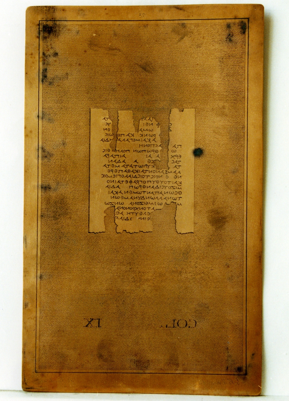 testo greco: col. IX (matrice) di Malesci Giovanni Battista, Biondi Raffaele (sec. XIX)