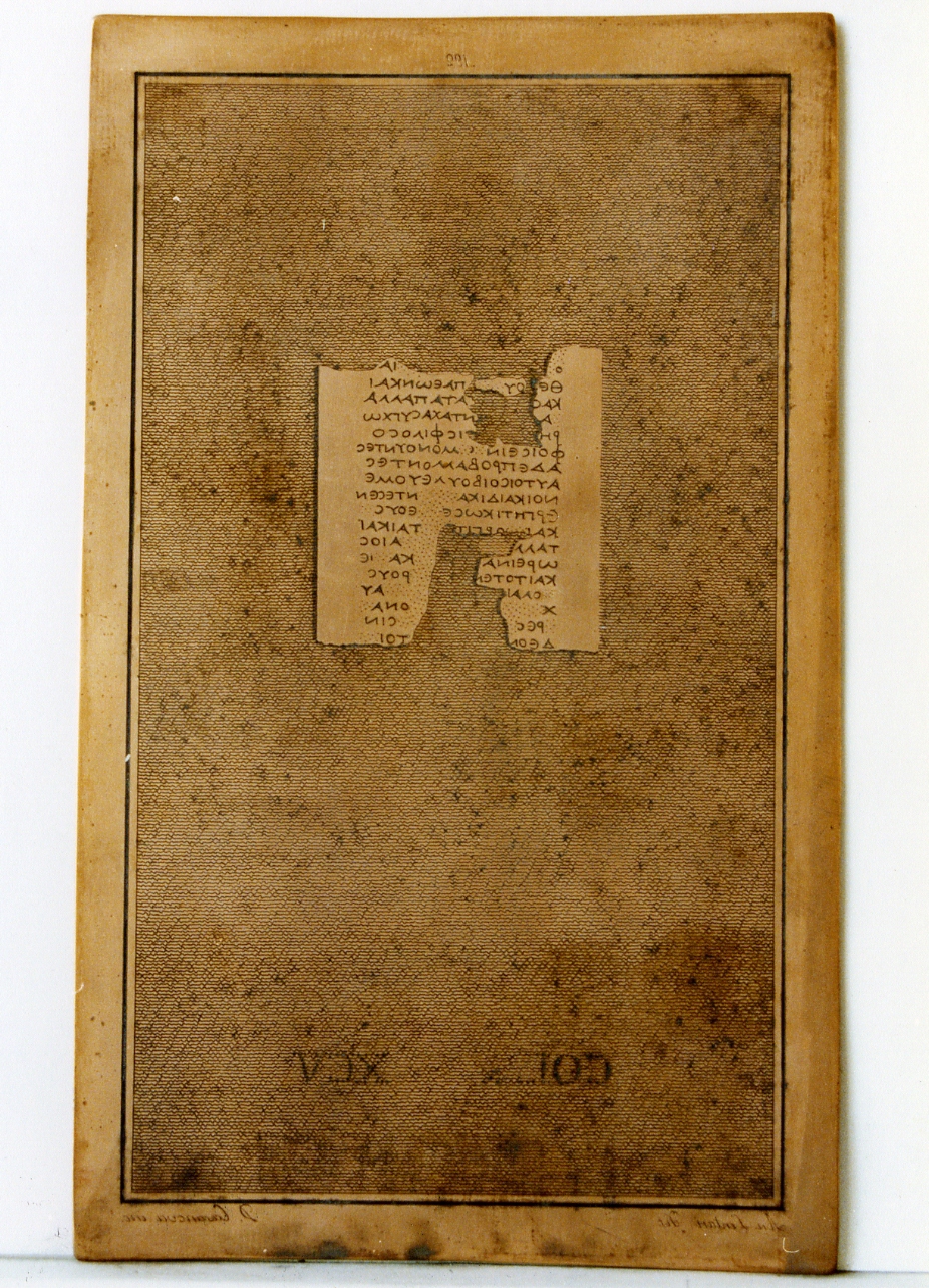 testo greco: col. XCV (matrice) di Casanova Domenico, Lentari Antonio (sec. XIX)