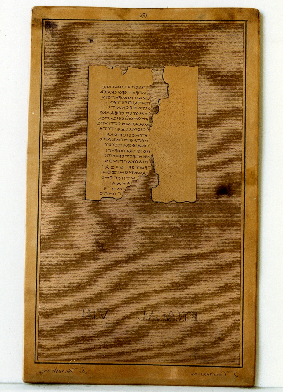 testo greco: fragm. VIII (matrice) di Casanova Francesco, Ventrella Ferdinando (sec. XIX)