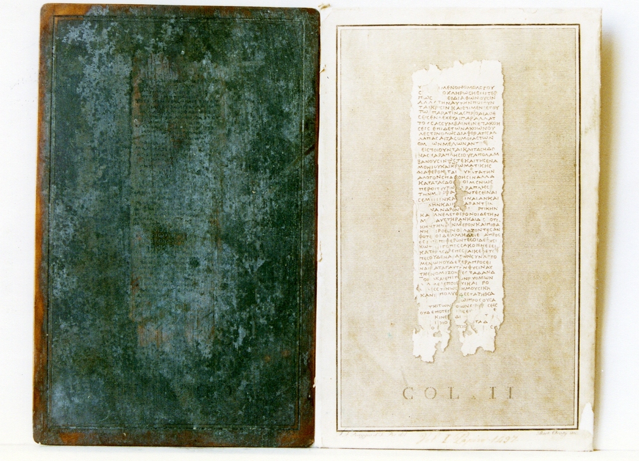 testo greco: col. II (matrice) di D'Orazio Bartolomeo, Piaggio Antonio (sec. XVIII)