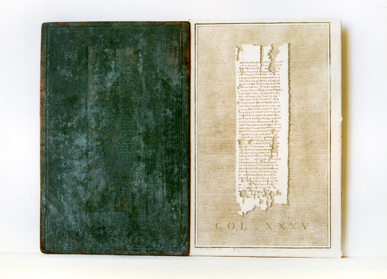 testo greco: col. XXXV (matrice) di Lentari Antonio, Malesci Giovanni Battista (sec. XVIII)