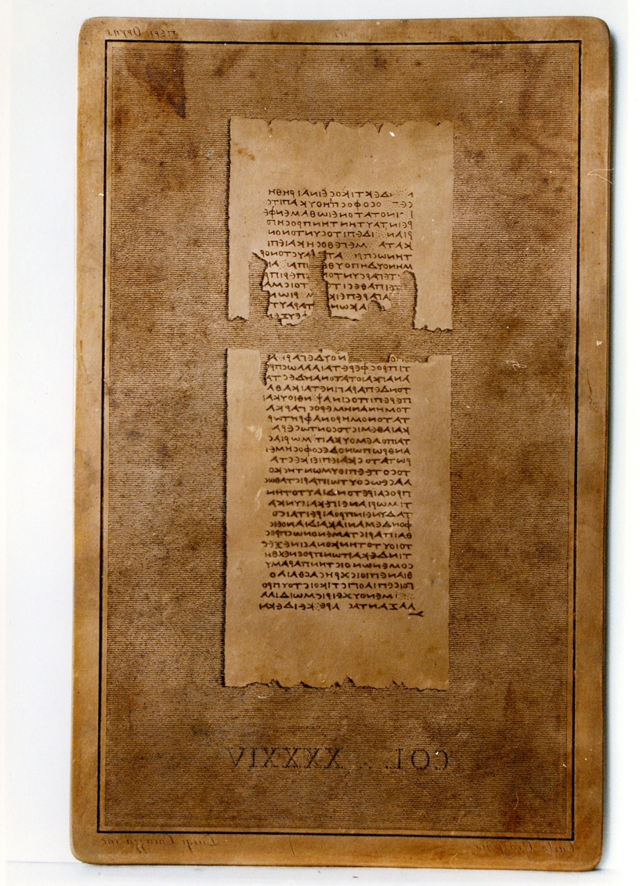 testo greco: col. XXXXIV (matrice) di Orazi Carlo, Corazza Luigi (sec. XIX)
