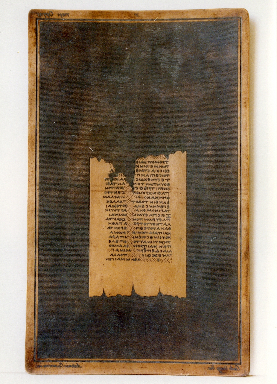 testo greco da Filodemo «dell' ira»: col. IX (matrice) di Casanova Francesco, Casanova Antonio (sec. XIX)