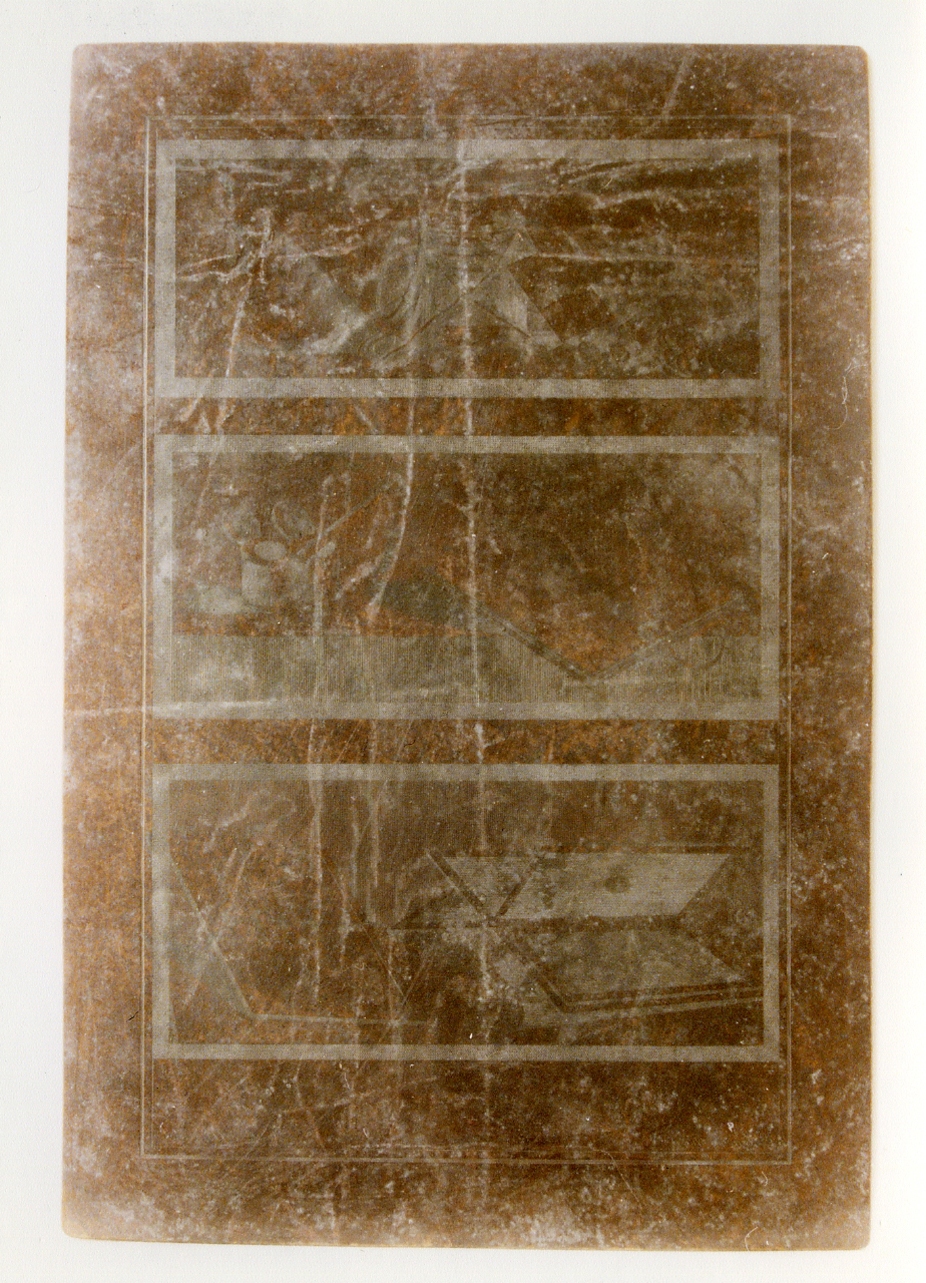 riproduzione di tre affreschi con papiri e tavole cerate (matrice) di Aloja Raffaele, Casanova Giovanni Battista (secc. XVIII/ XIX)