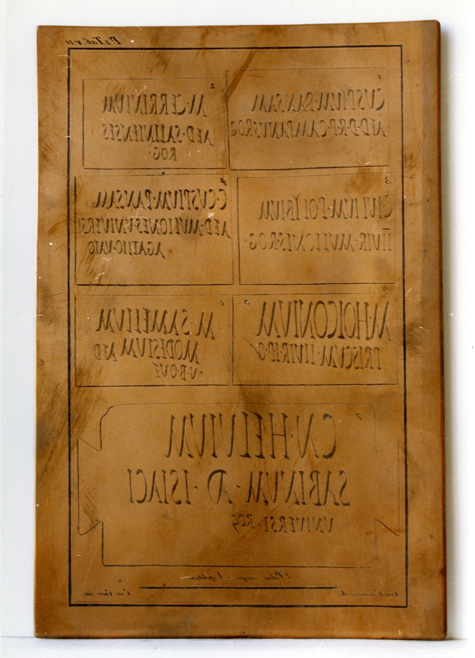 testi latini (matrice) di Geri Carlo, Casanova Giovanni Battista (sec. XVIII)