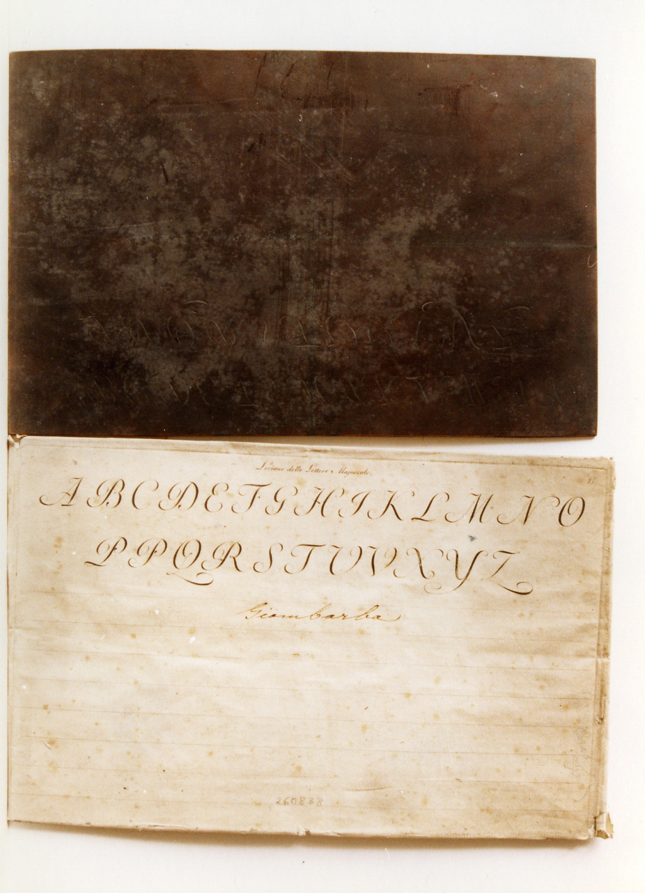 esempio di calligrafia: lettere maiuscole (matrice) di Giambarba Antonino (sec. XVIII)