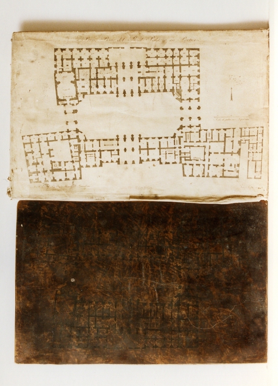 pianta del primo piano della Reggia di Portici (matrice) di Segoni Vincenzo (sec. XVIII)