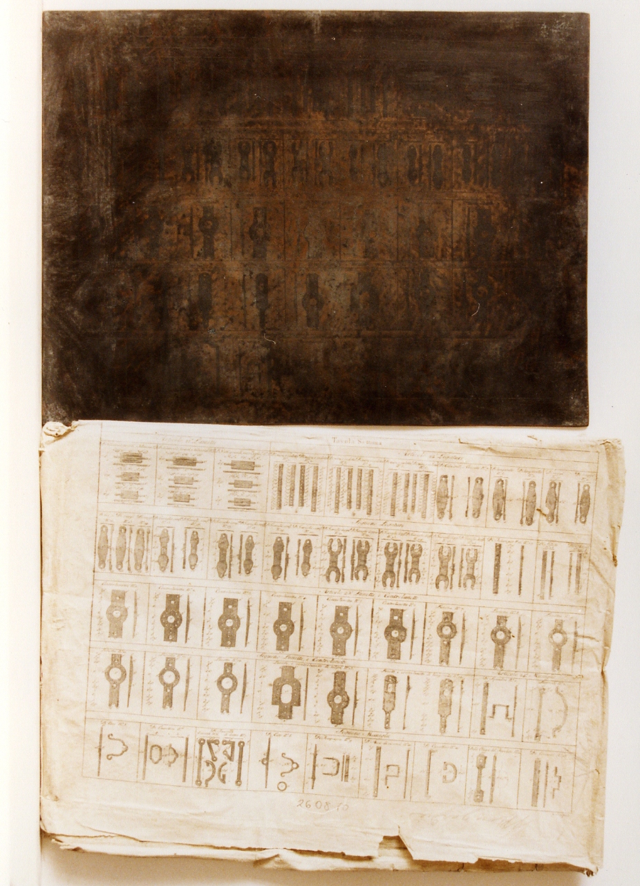 maniglie, cardini, elementi per falegnameria (matrice) di Scarpati Vincenzo (secc. XVIII/ XIX)