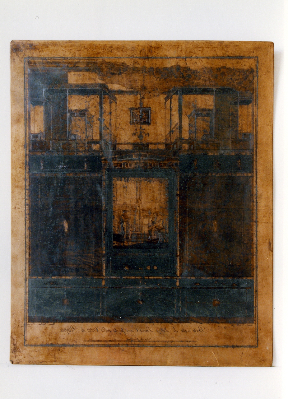 parete affrescata con scena figurata di una casa di Pompei (matrice) di Morelli Francesco, Martano Francesco (sec. XVIII)
